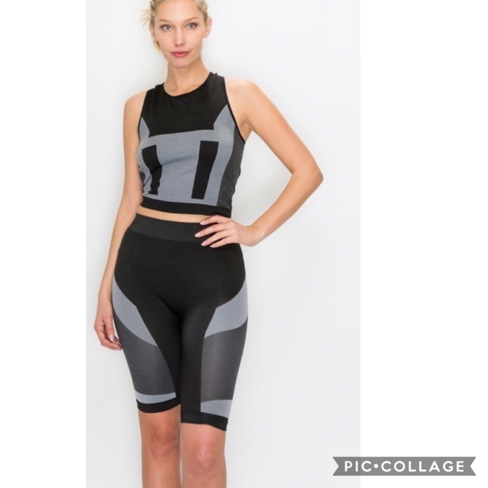 Two Piece Gray & Black Workout Set